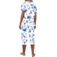 thumbnail image 5 of LOVZFMLL Pajama Sets for Women 2 Piece Floral Short Sleeve Tee Shirt and Capri Pants Lounge Sets Comfy Soft Sleepwear Loungewear, 5 of 7