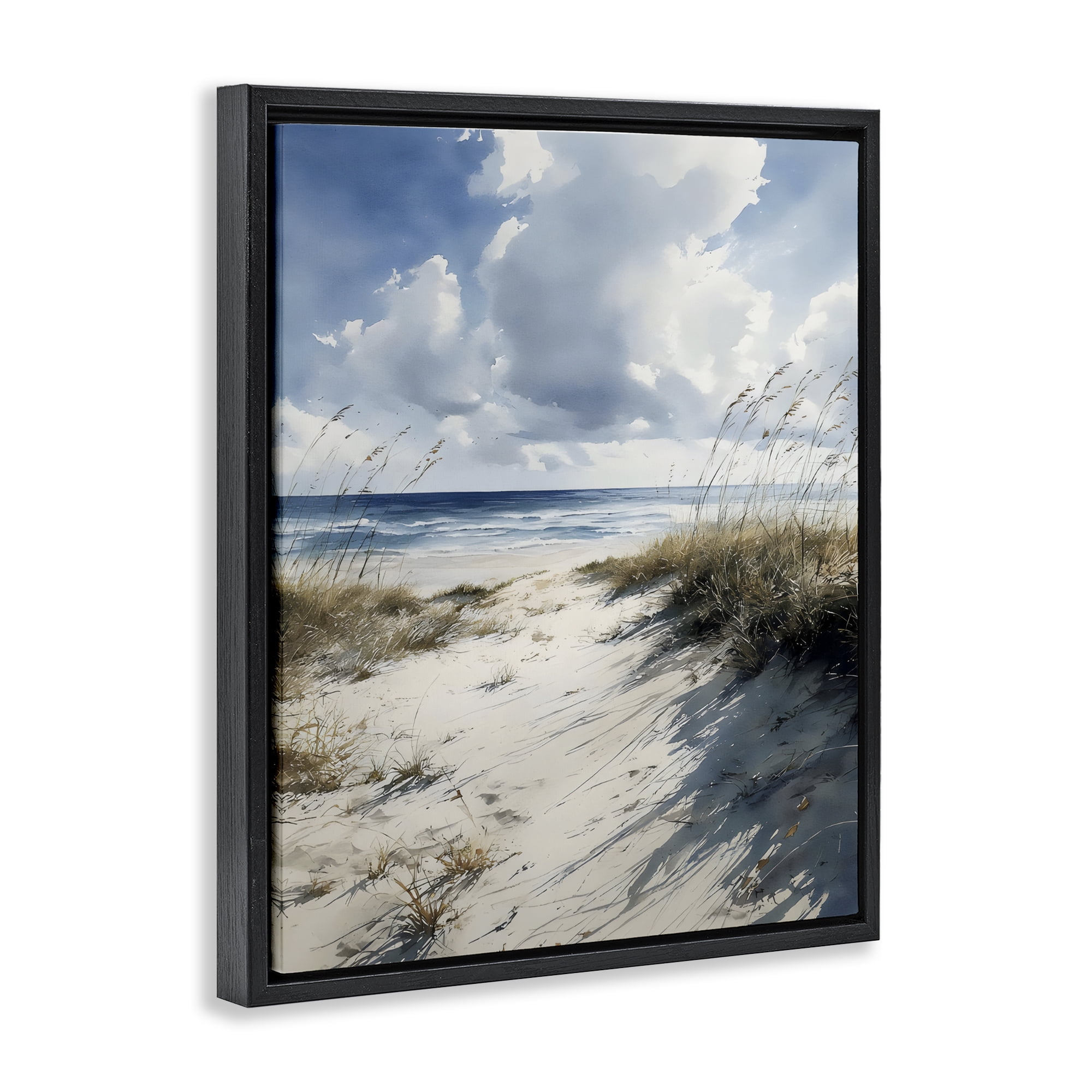 Stupell Industries Dune Beach at Midday Black Framed Floater Canvas Wall Art, design by Franklyn Gregory