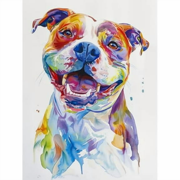 DIY 5D Diamond Art Watercolor Pitbull Dog Paint with Full Drill Round Diamond Gems Painting by Number Kits for Adults Art Craft Home Wall Decor 11.8x15.8in(2)