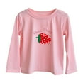 thumbnail image 2 of Cowsor Girls Strawberry Print Shirts Long Sleeve T-Shirts Letter Graphic Tees Fall Cotton Tshirts Tops, 2 of 5