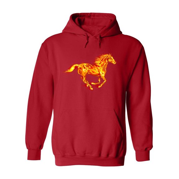 Burning Horse Running Design Hoodie Men -Image by Shutterstock, Male x-Large