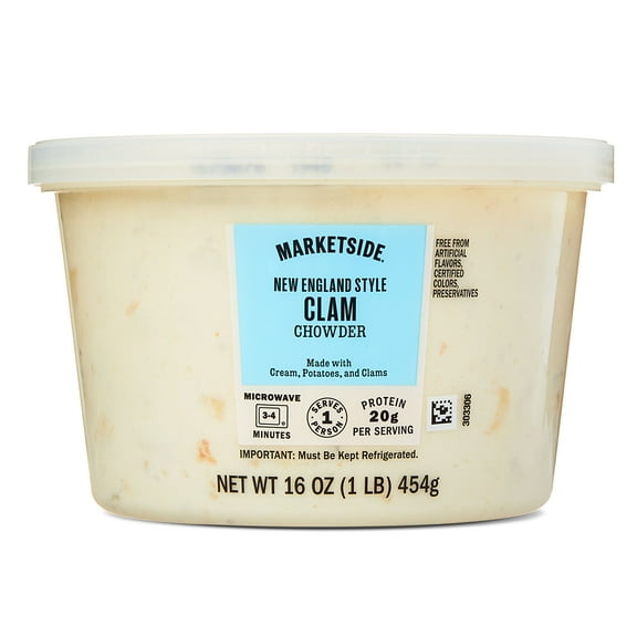 Marketside New England Clam Chowder, Fresh Deli Soup, 16 oz Cup