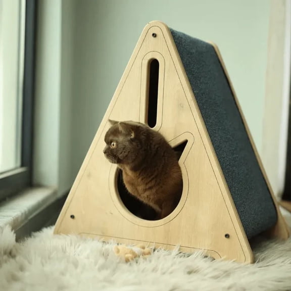 Stella Cat Teepee with Integrated Scratching Post, Cat House Cozy Private Space for Your Feline Friend