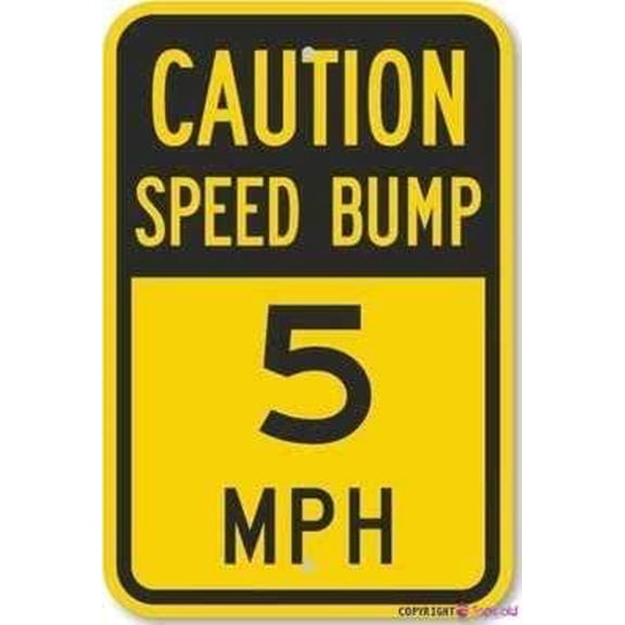 Street sign warning plaque Caution Speed Bump - 5 Mph Metal Tin Sign Wall Art Decor Safety Warning Signs For Outdoor & Indoor office Sign 8 X 12 Inch