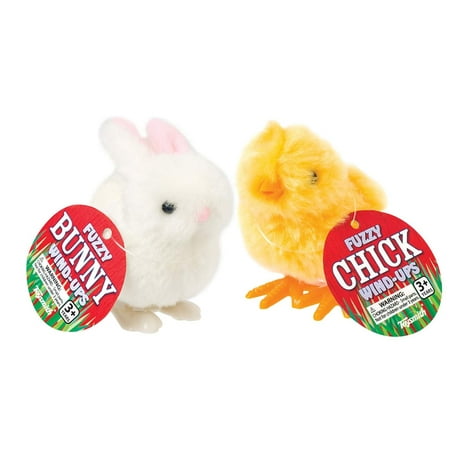 Cheek Bunny - Happy Hopper Fuzzy Chick and Easter Bunny Wind up
