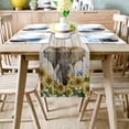 thumbnail image 2 of Table Runner Dresser Scarves 72 Inch Long, Retro Farm Elephannt Sunflowers Linen Dining Table Runners Shabby Wooden Planks Tabletop Scarf for Wedding Holiday Party Kitchen, 2 of 7