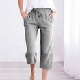 thumbnail image 2 of BUIGTTKLOP Capri Pants for Women Drawstring High Waisted Cropped Lounge Pants Striped Straight Leg Summer Beach Capris with Pockets, 2 of 6