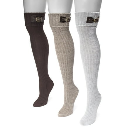 

MUK LUKS Women s 3 Pair Buckle Cuff Over the Knee Socks