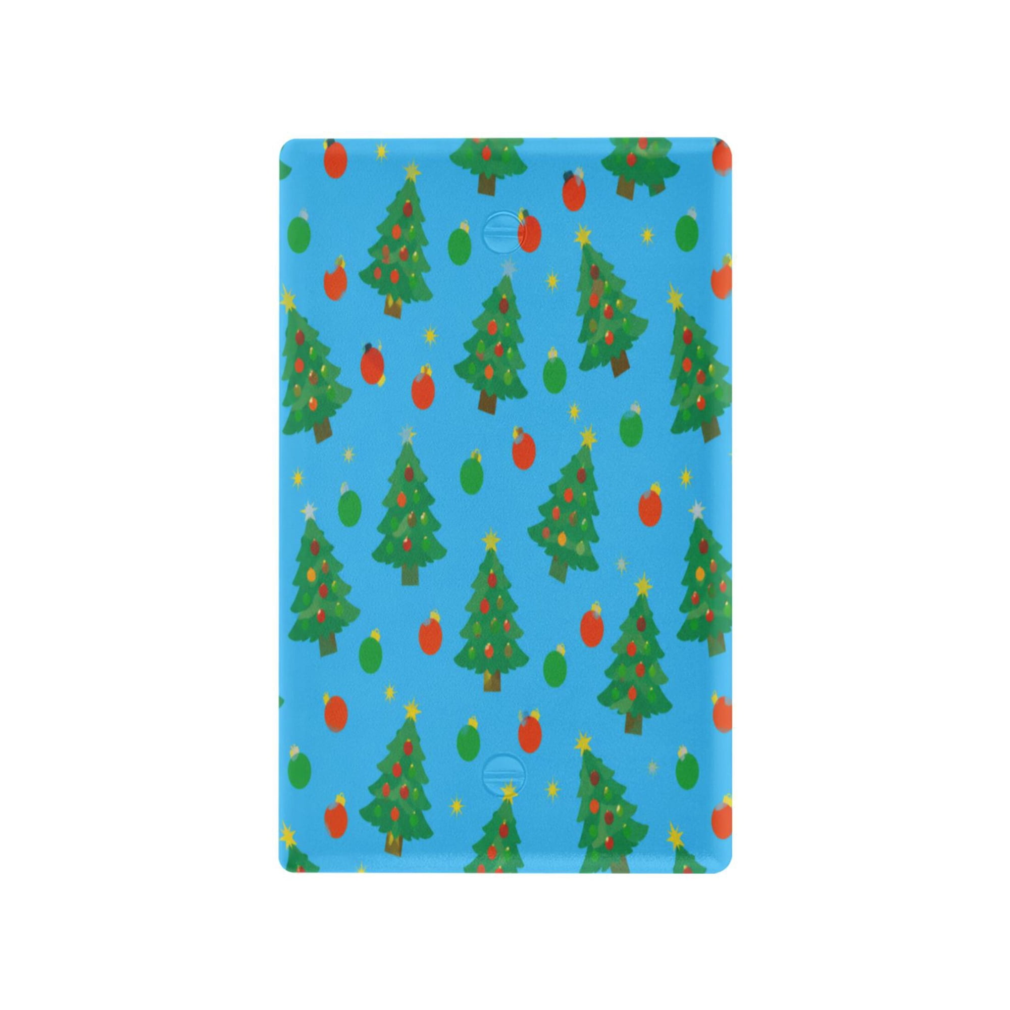 Bright Green Christmas Tree Pattern Decorative Wall Plate, Flame Retardant PC Plastic Light Switch & Outlet Cover with Mounting Screws Fits Blank Unused Outlet