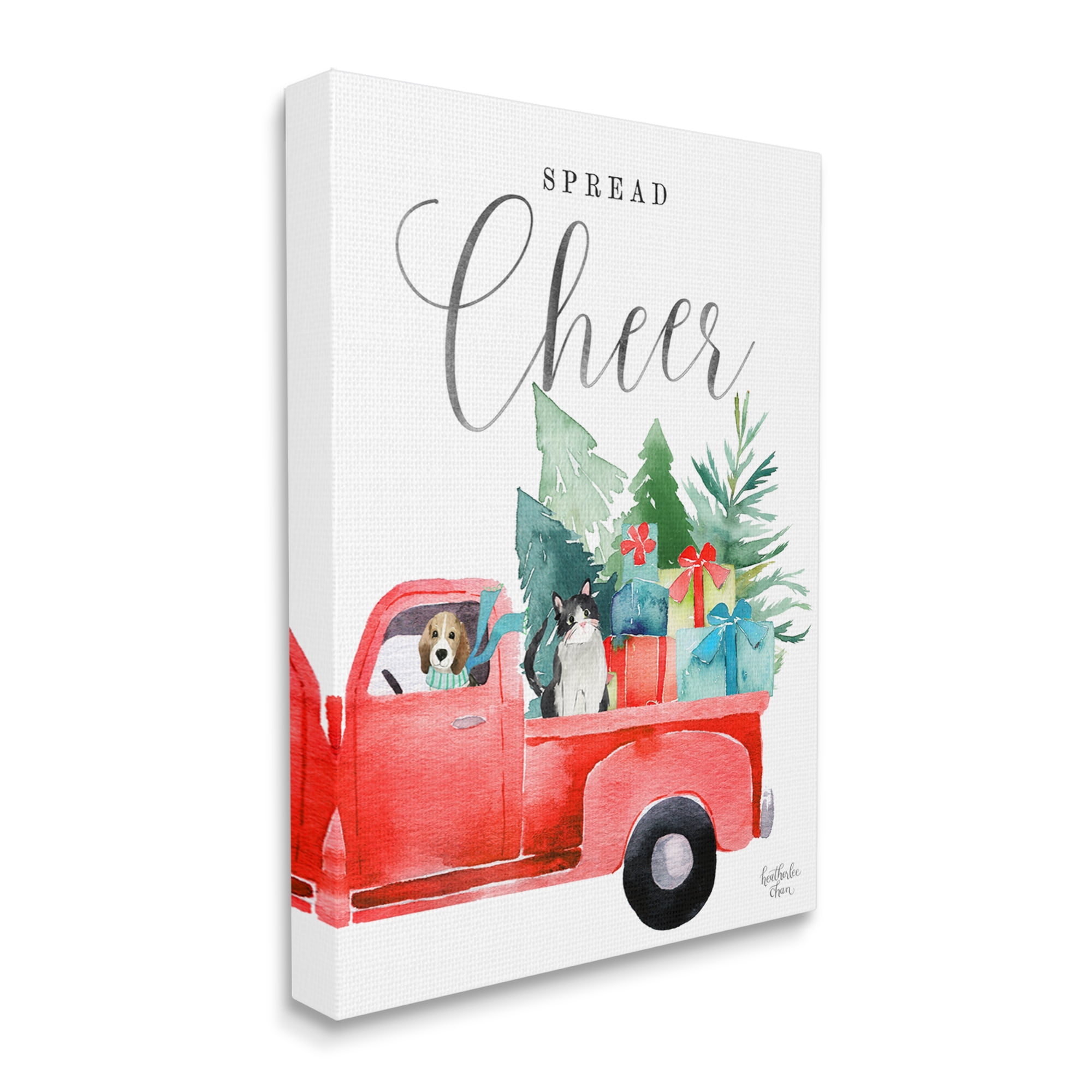 Stupell Industries Spread Cheer Truckload Christmas Gifts Presents Pets Graphic Art Gallery Wrapped Canvas Print Wall Art, Design by Heatherlee Chan
