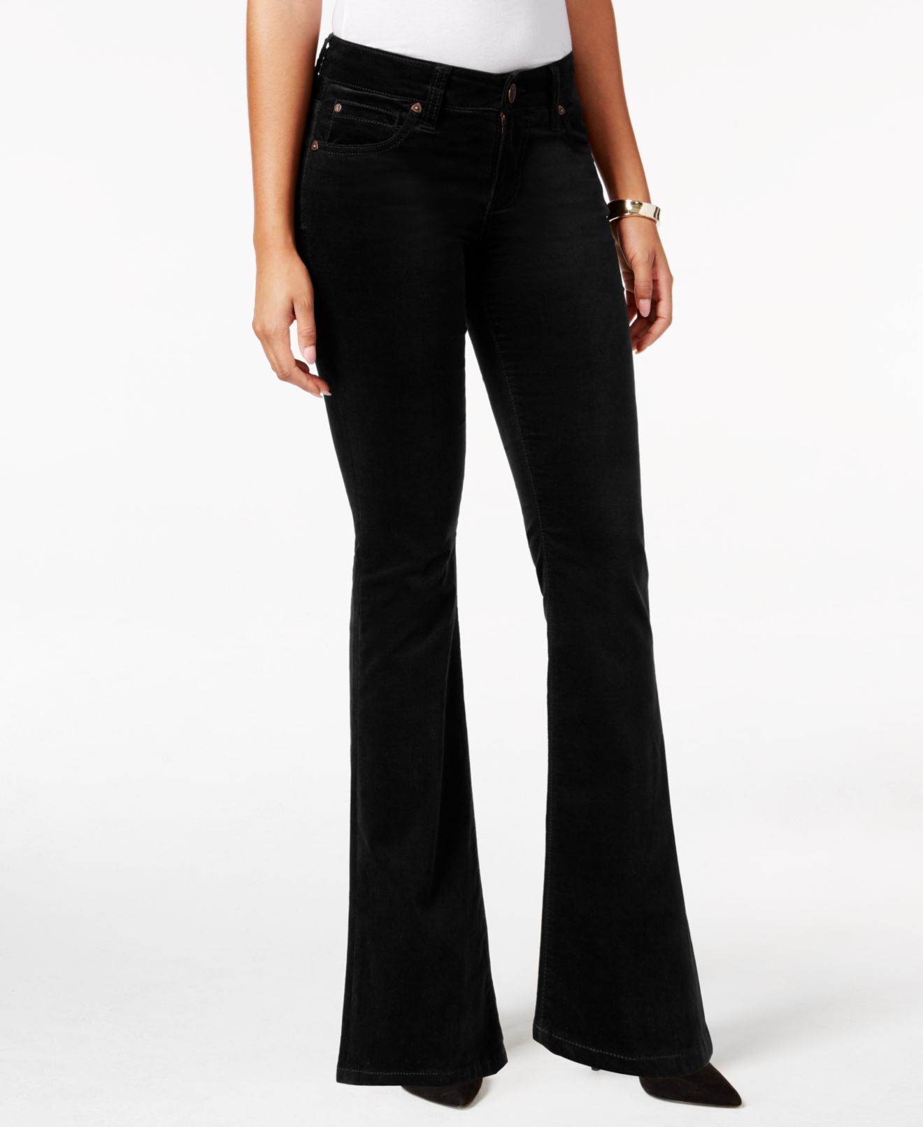 black velvet bootcut trousers