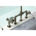 thumbnail image 4 of Kingston Brass KS2338RKX Webb Two-Handle 4-Hole Deck Mount Bridge Kitchen Faucet with Knurled Handle and Brass Side Sprayer in Brushed Nickel, 4 of 7