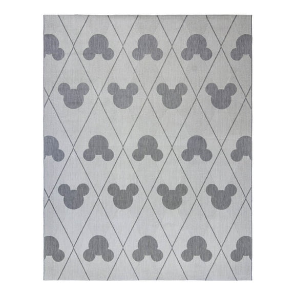 Disney MM Studio Mousebury Indoor/ Outdoor Polypropylene Gray Flat Weave Area Rug, 6x9