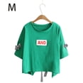 thumbnail image 1 of Camiseta casual de mujer con cuello redondo, media manga, blusa de algodón suelta para chica kenally AP001743-02, 1 of 7