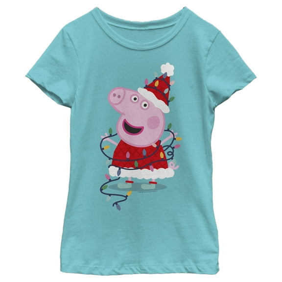 Girl's Peppa Pig Christmas Lights  Graphic T-Shirt