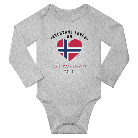

Everyone Loves An Norwegian Girl Baby Long Slevve Bodysuit Outfits (Gray 12-18 Months)