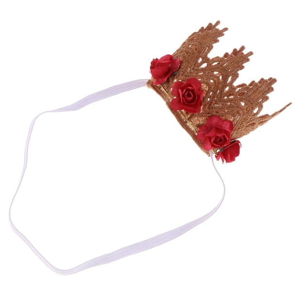 Diademas Infantiles Coronas de Bebé Recién Nacido Gloria Diadema de Corona de Flores rojo