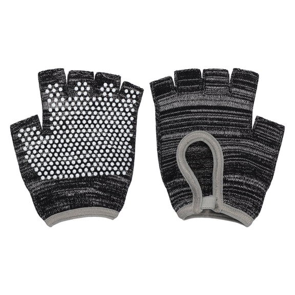 Uxcell Yoga Gloves, Non Slip Fingerless Pilates Gloves Breathable Exercise Workout Mittens - Fitting For(Men Women Gym/Weight Lifting/Cycling/Training), Black Grey