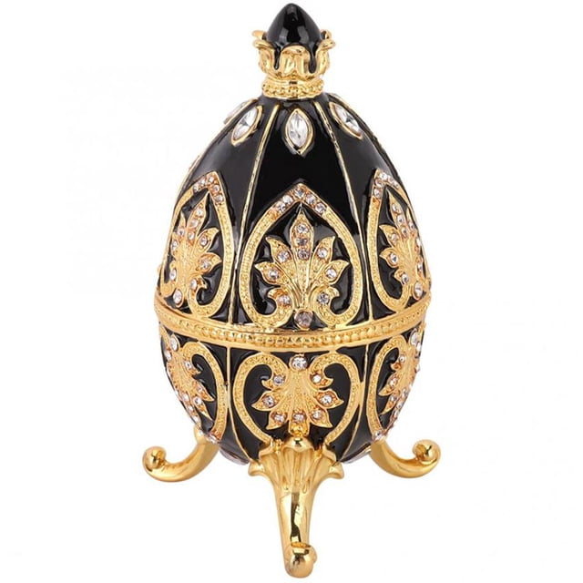 Caja de Metal para huevos de Pascua, ornamento de Diamante, joyero, exquisito huevo de Pascua, artesanía de Metal