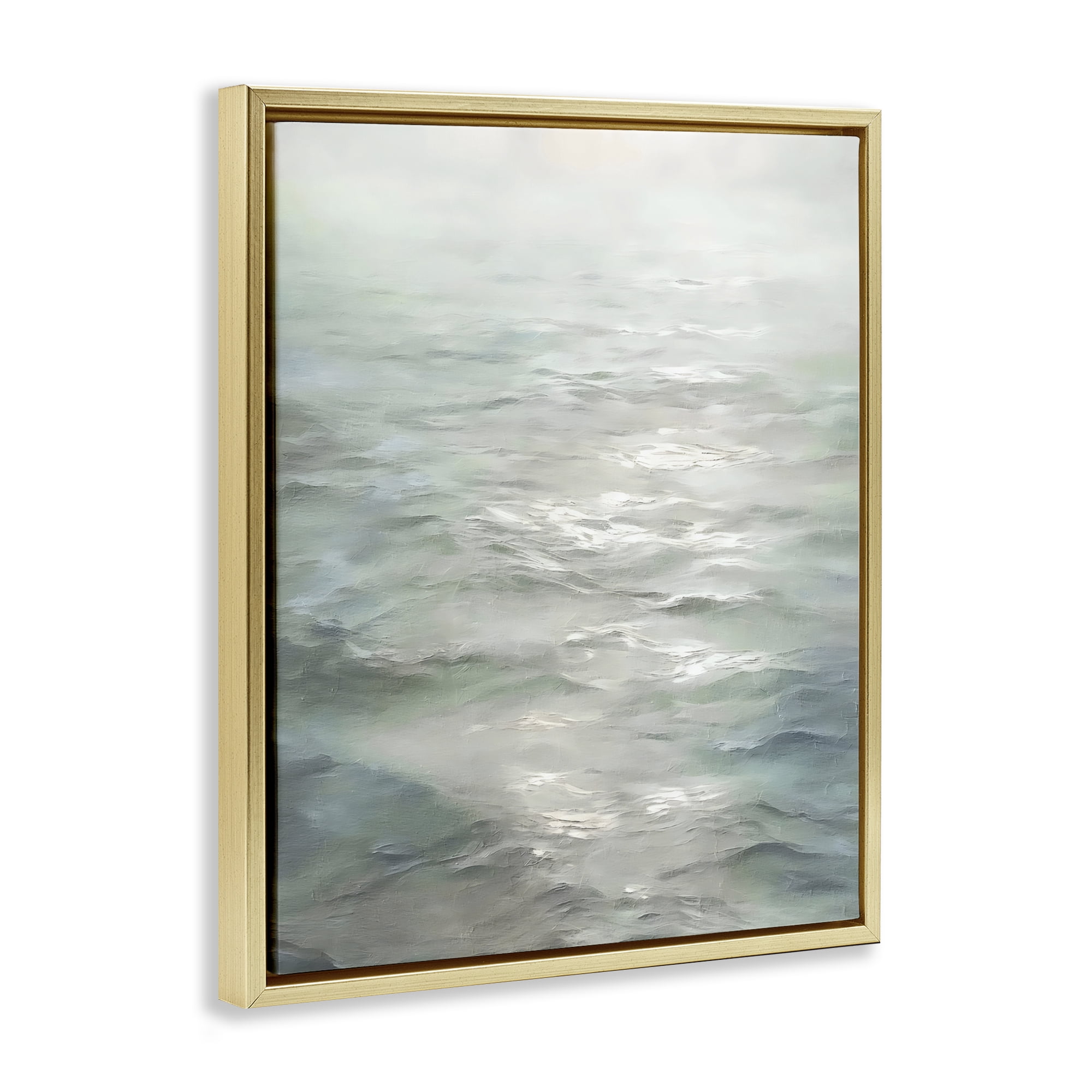 Stupell Industries Shallow Reflections on Sea Gold Framed Floater Canvas Wall Art, design by Riley B