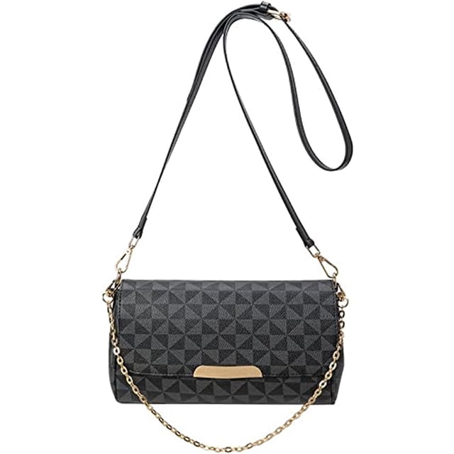 Bolso pequeño cuadrado a cuadros con estampado retro de moda, bolso bandolera versátil con cadena de un solo hombro negro