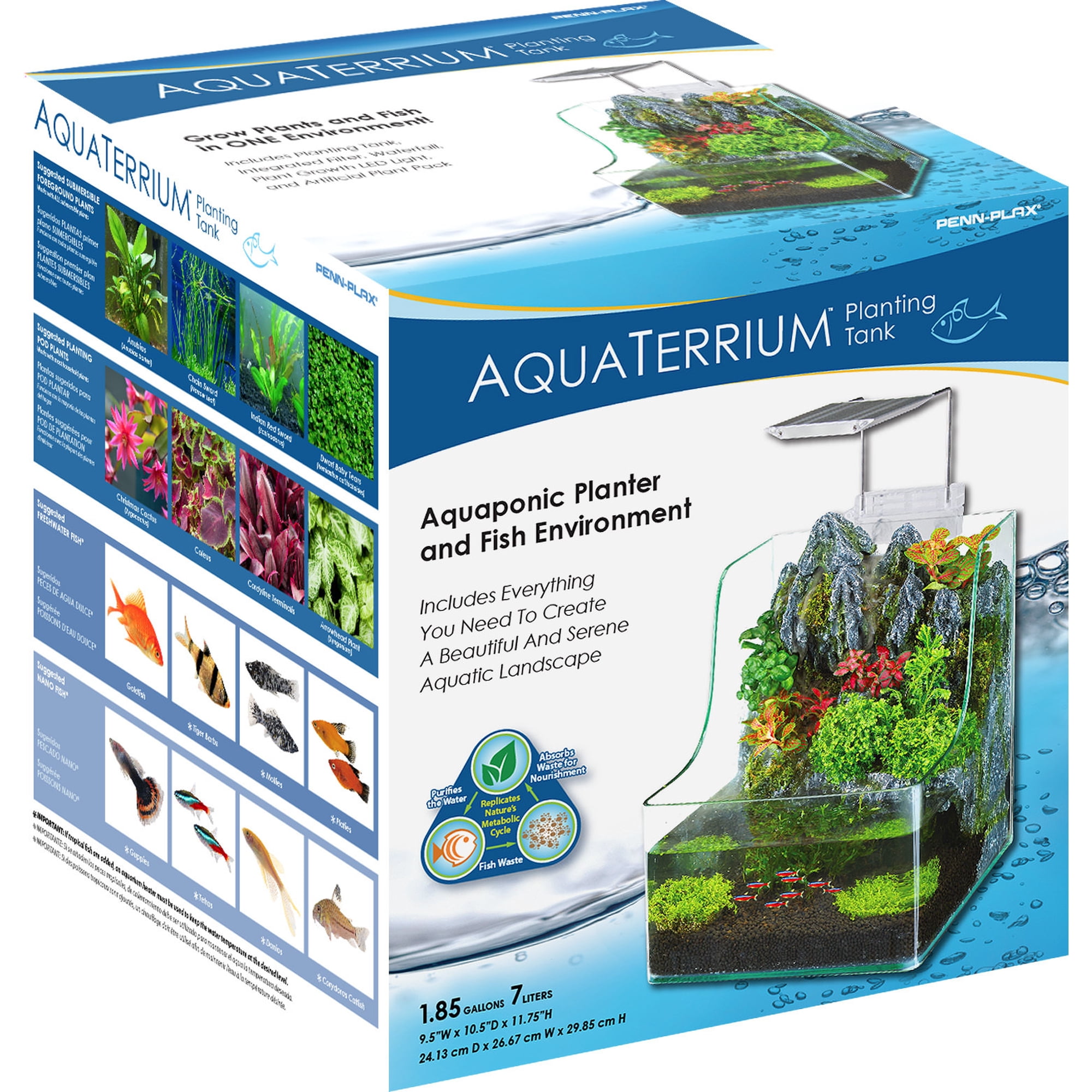 Penn-Plax Aquaterrium Tank - Hydroponic Glass Aquarium for Live Plants and Fish - 1.85 Gallons