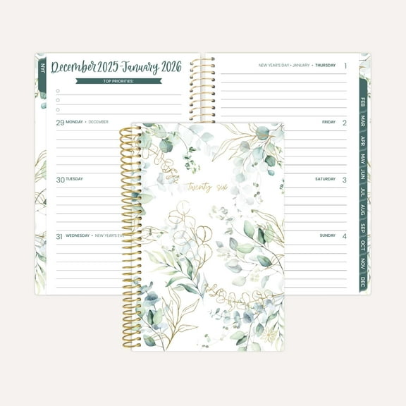 bloom daily planners 2026 Pocket Planner, 4" x 6", Mini Weekly & Monthly Agenda Organizer & Calendar Book, Eucalyptus White
