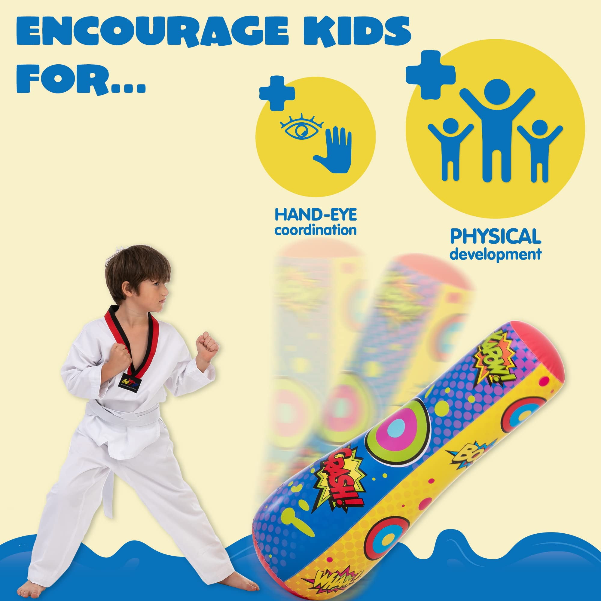 Joyfy 2 Pack Punching Bag for Kids,47 Inches Double-sided Inflatable Bop Bag With Bounce-back Action for Toddler