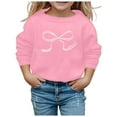 thumbnail image 4 of Byoo Bow Print Sweatshirt for Toddler Girl Long Sleeve Crew Neck Pullover Top Daily Sport Relaxed Fit Outdoor Clothes for Kid, 4 of 4