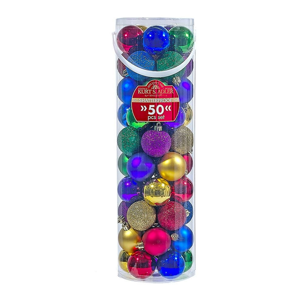 Pack of 4 Vibrantly Colored Shatterproof Decorated Ball Christmas