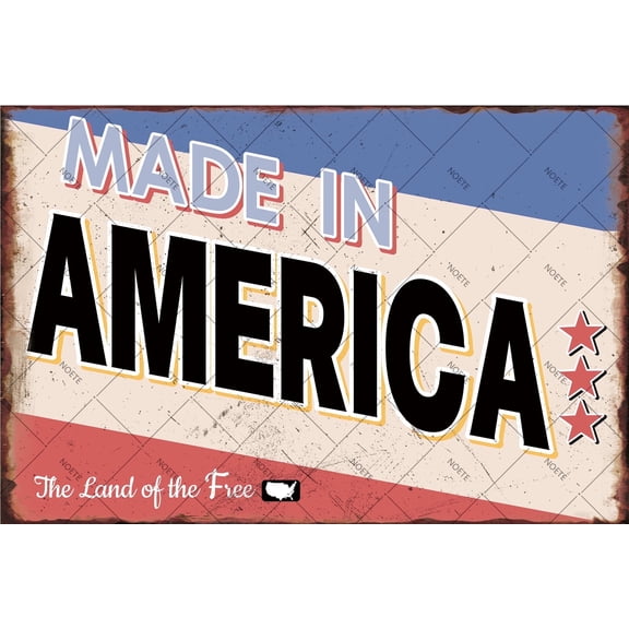 NOETE 8x12 Inch Metal Tin Sign - Vintage American Flag Decor for Wall, Bar, Home & Garden - Patriotic Memorial Day, 4th of July, Labor Day Decoration