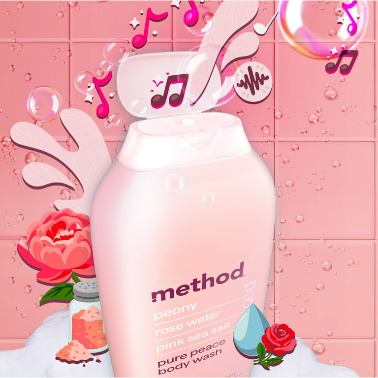 Method Body Wash Pure Peace 18oz with Peony, Rose Water, Pink Sea