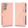 thumbnail image 3 of Case for Samsung Galaxy S21 5G Cover Zipper Magnetic Wallet Card Holder PU Leather Flip Case - Pink, 3 of 5