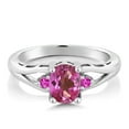thumbnail image 2 of Gem Stone King 1.80 Ct 8x6mm Oval Pink Topaz and Pink Sapphire 925 Sterling Silver Ring (Size 9), 2 of 4