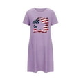 thumbnail image 3 of Plus Size Sleepwear New 2025 Summer Nightgowns for Women Plus Size Short Sleeve Crewneck Casual Sleepdress 4th of July Loose Fitted Shirt Dress Purple S, 3 of 7