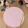thumbnail image 3 of Pink Geometric Round 13 Inch Placemats Set of 6, Modern Minimalism Solid Color Striped HeatResistant Non Slip Place Mats for Dining Table, Wipeable Braided Kitchen Table Mats for Housewarming, 3 of 9