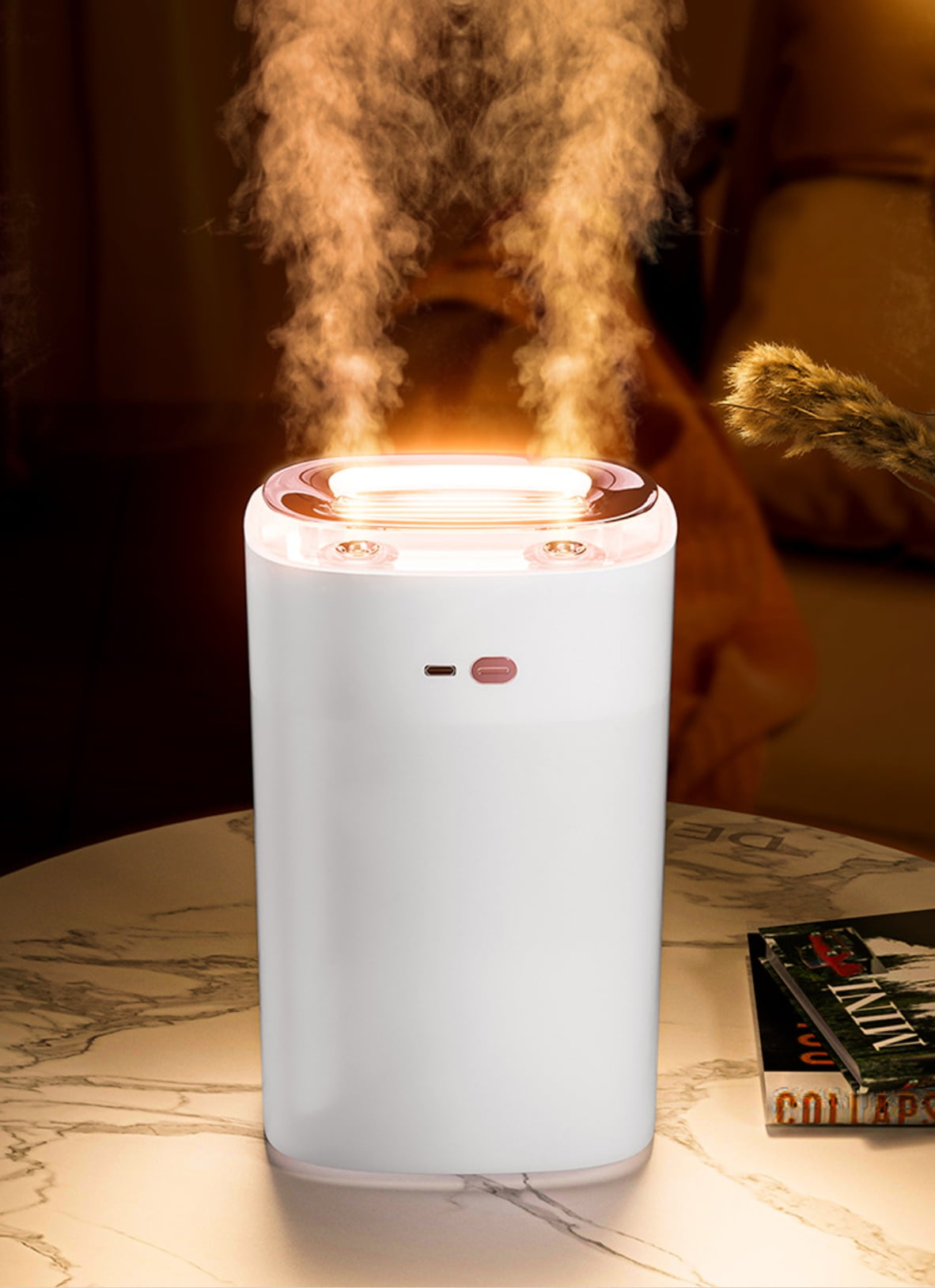 Portable Mini Humidifier, 1300ml Small Cool Mist Humidifier, USB Personal Desktop Humidifier for Baby Bedroom Travel Office Home, Auto Shut-Off, 2 Mist Modes, Super Quiet, White