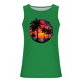thumbnail image 4 of BiZtdJrK Mens Summer Beach Tank Tops Casual Loose Crewneck Sleeveless Tees Tropical Hawaiian Palm Tree Print Muscle Shirts Vacation Clothes Green XXL, 4 of 6