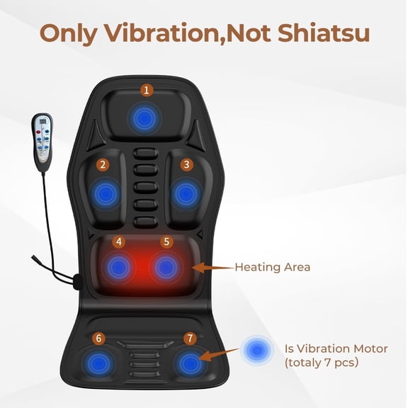 Car & Home Massage Seat Cushion with Heat, 9 Vibration Nodes Full Body Back Massager Chair Pad