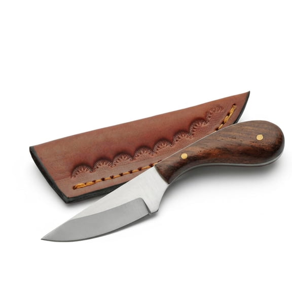 SZCO 4.5" Small Fixed Blade Skinner Knife with 2.25" Blade, Handle, Leather Sheath, Compact Hunting and Outdoor Utility Knife