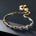 thumbnail image 5 of Gem Stone King 2.45 Ct Round Blue Created Sapphire 18K Yellow Gold Plated Silver Infinity Bracelet for Women, 5 of 6