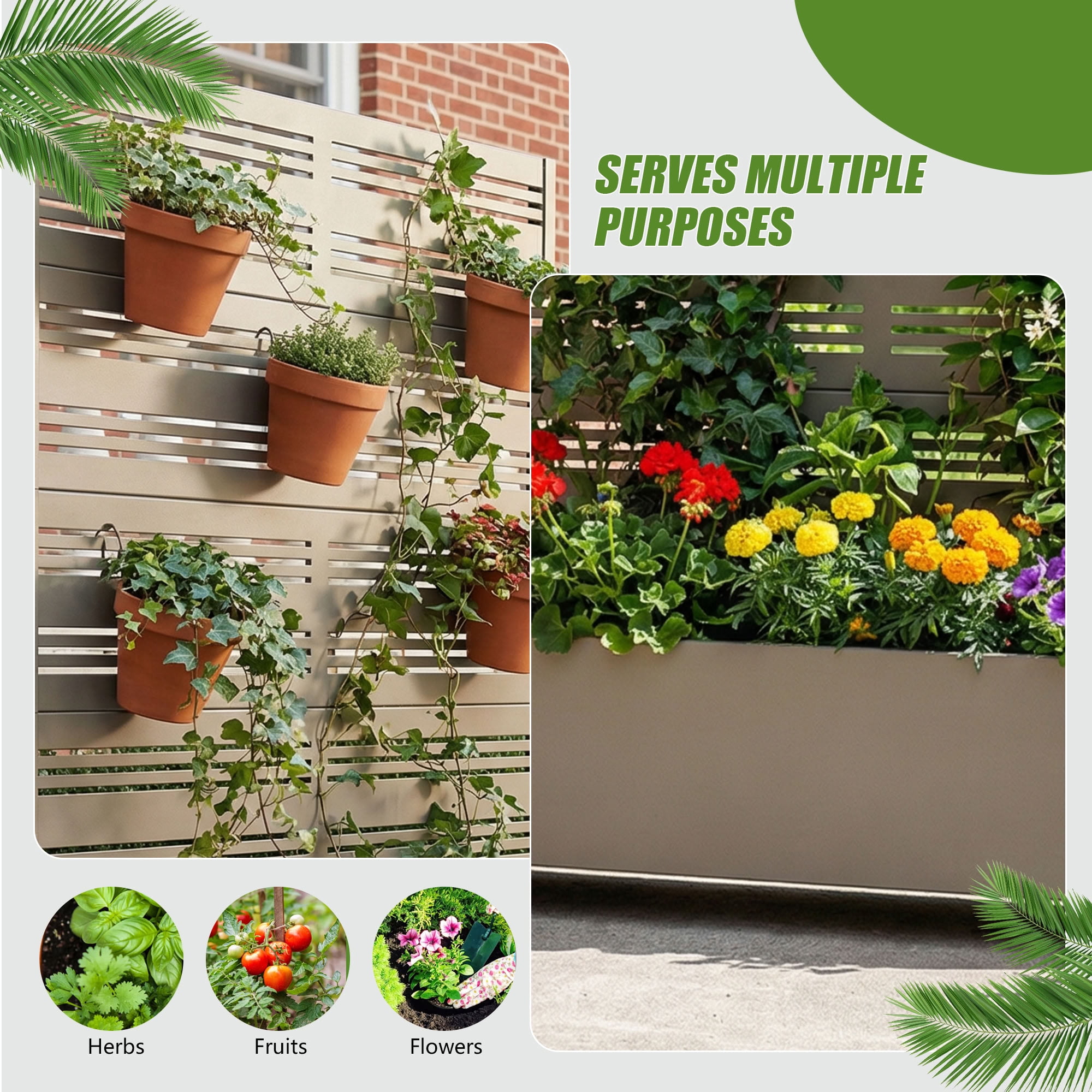 MAYEERTY 72*47in Outdoor Metal Planter Box, All Weather Metal Planter, Contemporary Raised Garden Bed for Patio, Balcony, Garden
