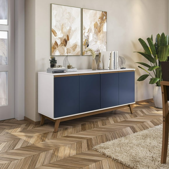 Aparador Bufetero Kappesberg 156cm 4 Puertas Blanco/Azul