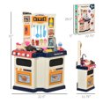 thumbnail image 3 of Qaba 64 PCS Kids Kitchen Role Play Cooking Toy Set, Educational Pretend Kitchen Playset Game, w/ Water Circulation, Spray, Music, Sound, Colorful Flashlight, for 3-6 Years Old, Beige+Blue, 3 of 10