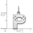 thumbnail image 3 of 14KW White Gold Satin Diamond-cut Letter P Initial Charm, 3 of 5