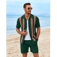 thumbnail image 5 of COOFANDY Men's 2 Piece Short Sets Casual Button Down Shirt and Shorts Set Knit Polo Set Vintage Summer Beach Outfits, 5 of 6