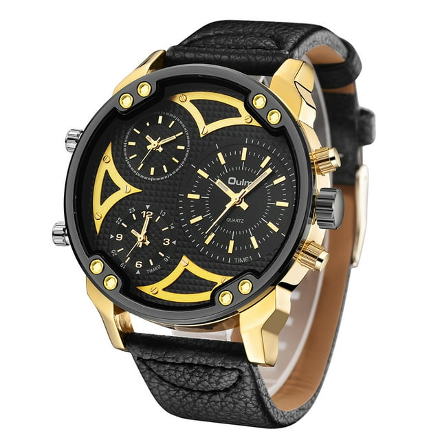 Montre Homme Alliage Mode Multi-Fuseaux Horaires Analogique Montre-Bracelet Montre à Quartz