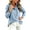 Light Blue, variant on Womens Denim Blouses Puff Sleeve Button Down Ruffle Shirts Y2k Jean Tops Summer Dressy Casual Loose Fit Tunic Sweatshirts