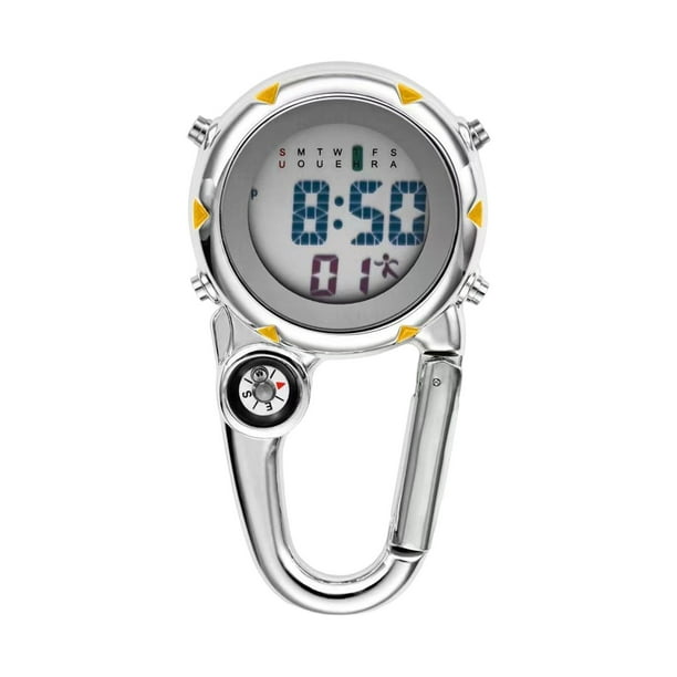Reloj de bolsillo con mosquetón digital, reloj de bolsillo preciso, reloj de bolsillo con mochila Amarillo