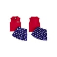 thumbnail image 2 of BemeyourBBs Toddler Baby Girl 4th of July Outfit I Love USA Patriot Independence Day Outfit Infant Baby Girl Summer Clothes Sleeveless Lapel Ribbed Tank Tops Star Heart Print Pleated Skirt Set, 2 of 9